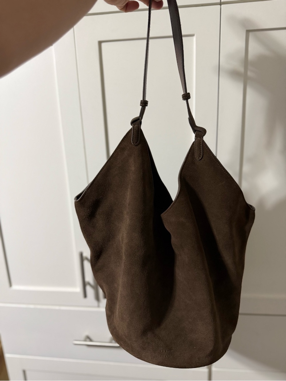 KHAITE Dark Brown Suede Shoulder Hobo Bag - Picture 3 of 5